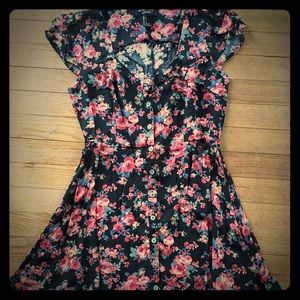Button down flower mini dress